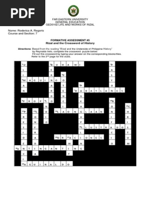 Rizal And The Crossword Of History R Regoris Sec7 Pdf Philippines
