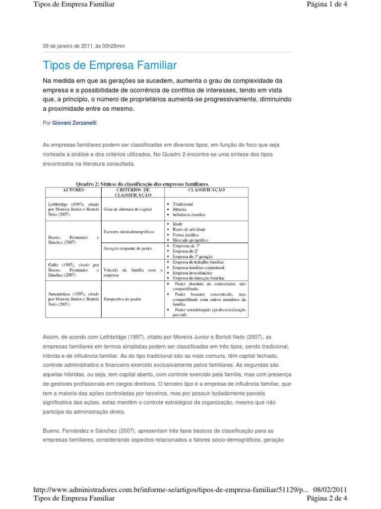 Tipos de Empresas Familiares Explicados | PDF | Poder (social e ...