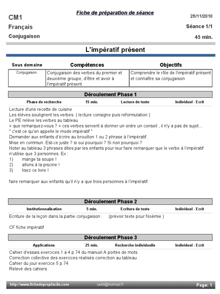L impératif Présent Exercices Corrigés 6ème L Imperatif Present | PDF | Verbe | Relations syntaxiques