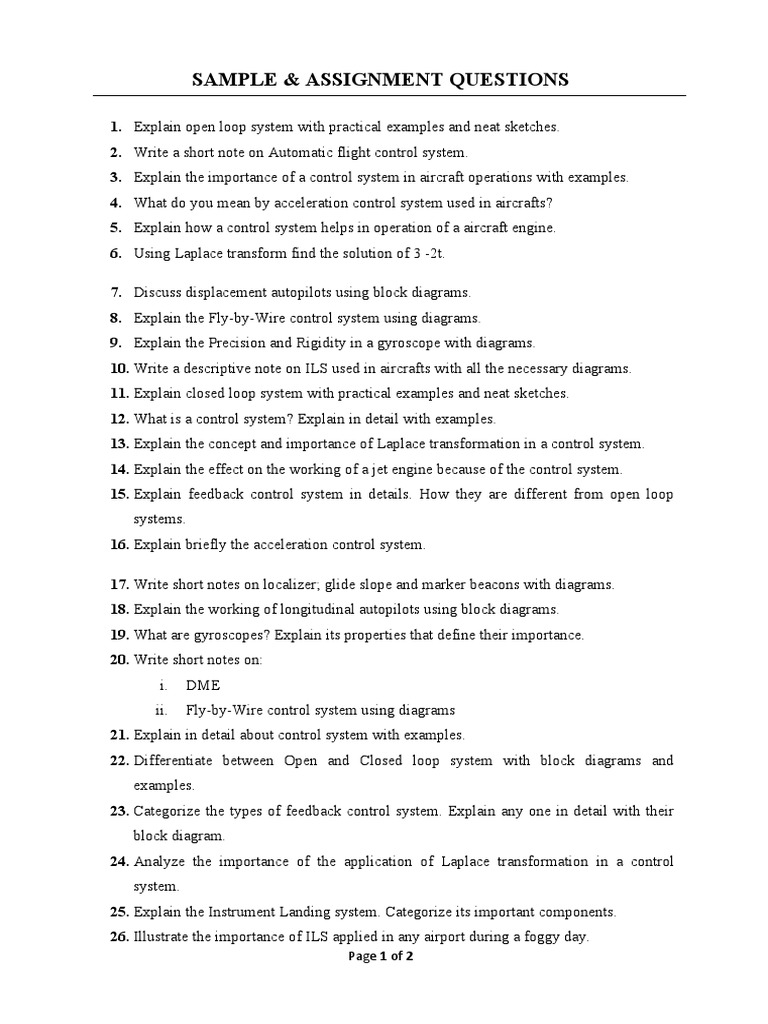 Sample & Assignment Questions | PDF