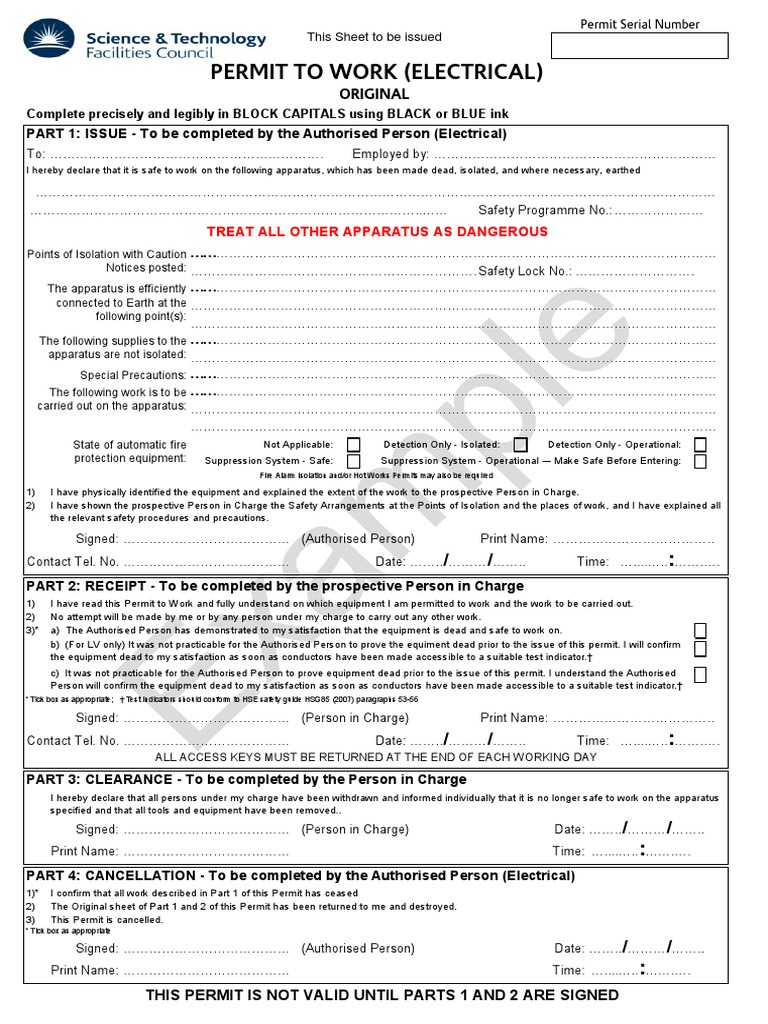 Permit To Work Electrical 1 PDF Safety Business