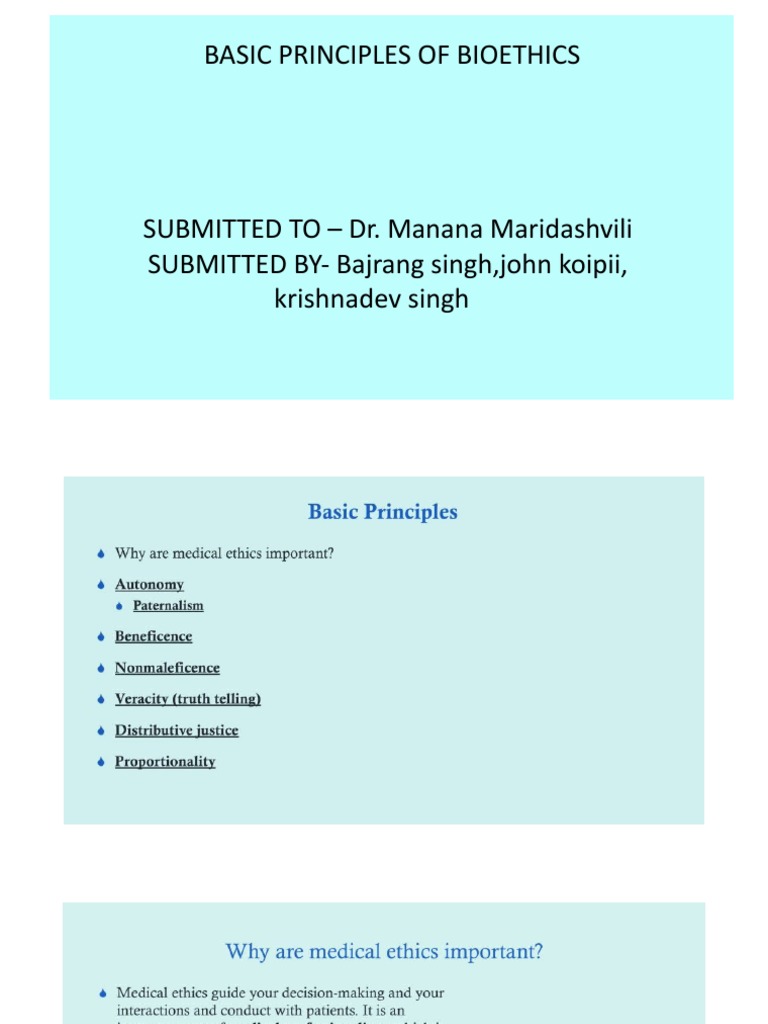 Basic Principles of Bioethics PDF