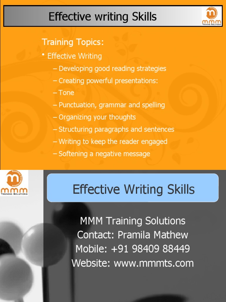 Effective Writing Skills: Training Topics | PDF | Business