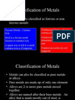 Classification of Metals: - Metals Can Be Classified As Ferrous or Non Ferrous Metals