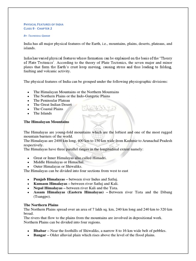 Physical Features of India | PDF | Himalayas | Earth Sciences