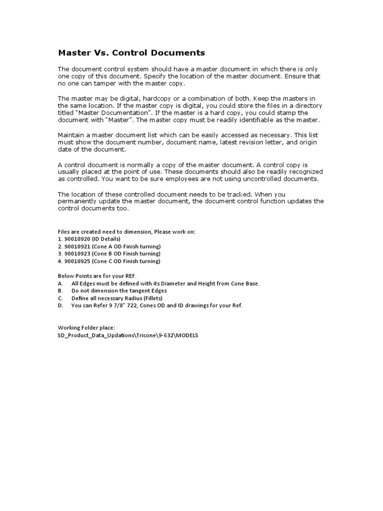 Master vs. Control Documents | PDF | Business