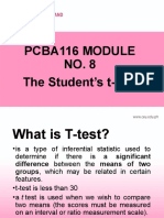 Pcba116 Module No. 8 The Student's T-Test
