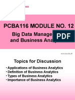 Pcba116 Module No. 12 Big Data Management and Business Analytics