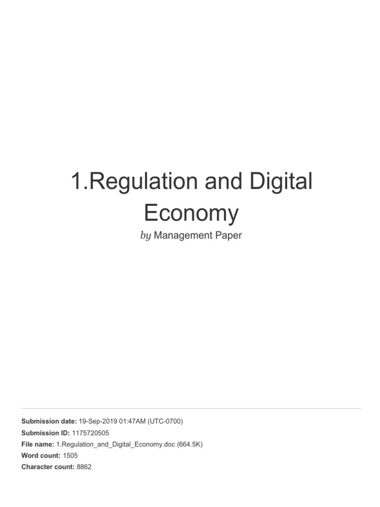 1.regulation and Digital Economy | PDF