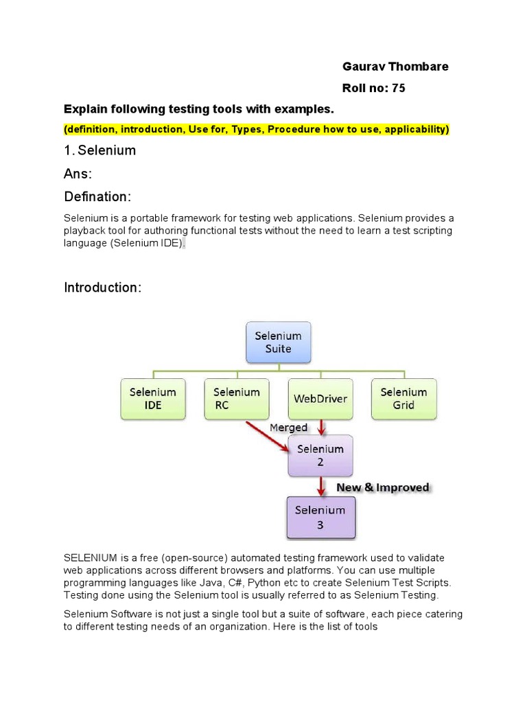 Different Software Testing Tools | PDF | Selenium (Software) | Spreadsheet