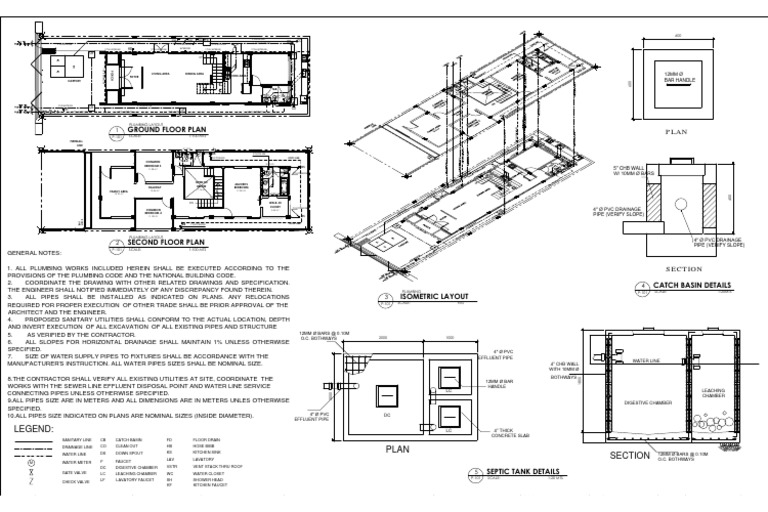 Plan Ground Floor Plan: Legend | PDF | Plumbing | Storm Drain