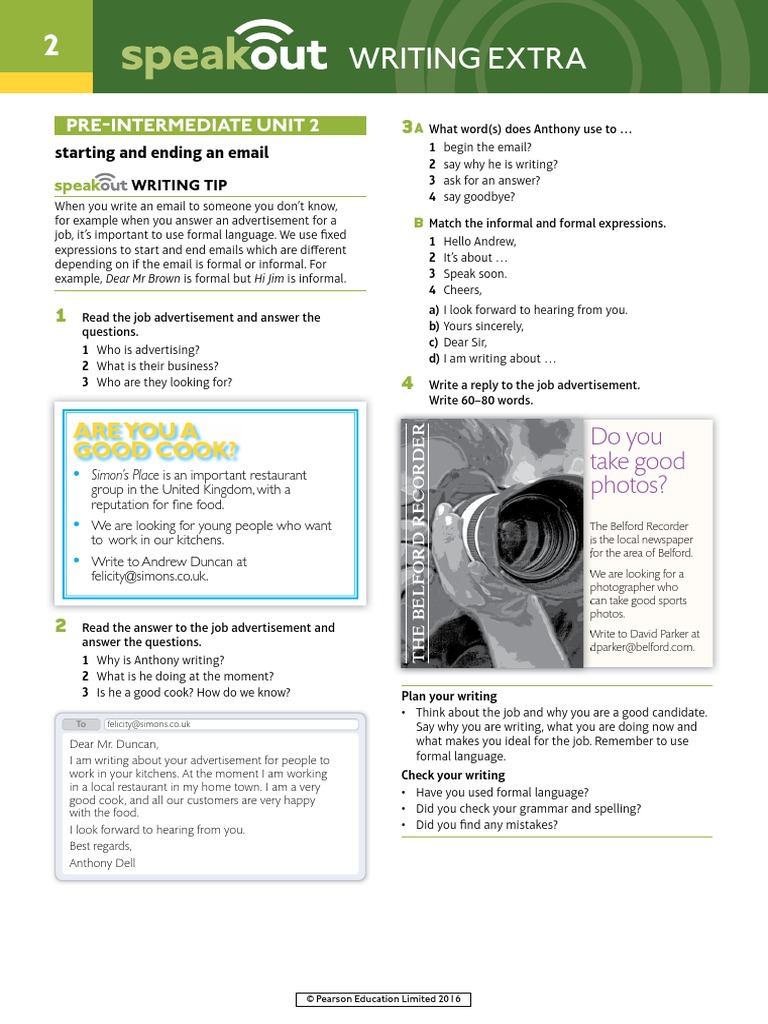 Speakout Writing Extra Pre-Intermediate Unit 2 PDF | PDF | Advertising ...