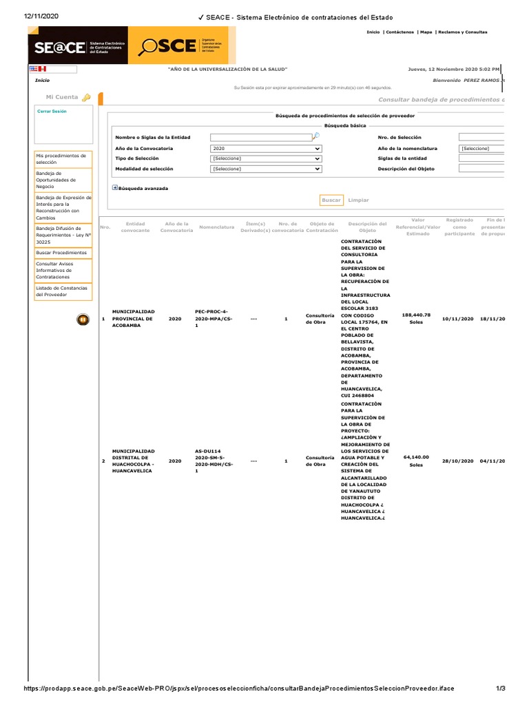 SEACE - Sistema Electrónico de Contrataciones Del Estado | PDF ...
