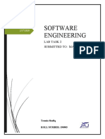 Software Engineering: Lab Task 2 Submitted To: Mam Afnan