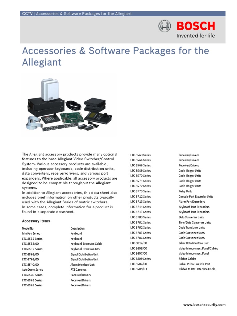 CCTV - Accessories & Software Packages For The Allegiant | PDF ...
