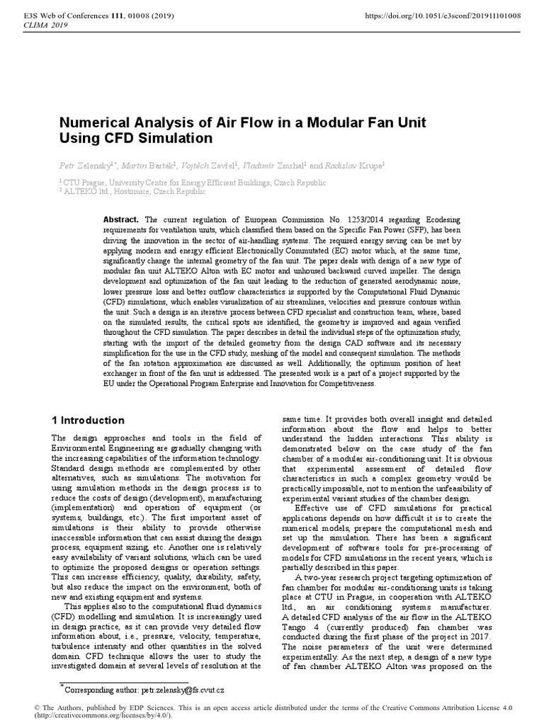 Numerical Analysis of Air Flow in A Modular Fan Unit Using CFD ...
