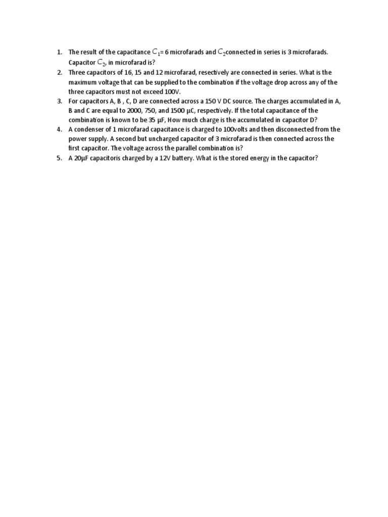 Capacitor Calculations and Problems | PDF | Teaching Methods ...