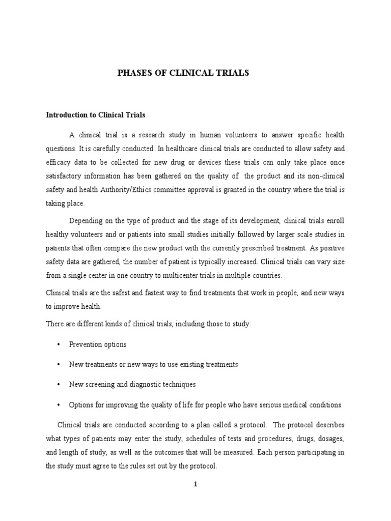 Phases Of Clinical Trials Pdf Phases Of Clinical Research