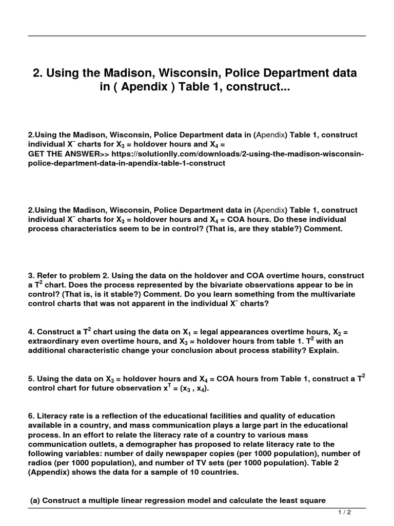 2 Using The Madison Wisconsin Police Department Data in Apendix Table 1 Construct PDF