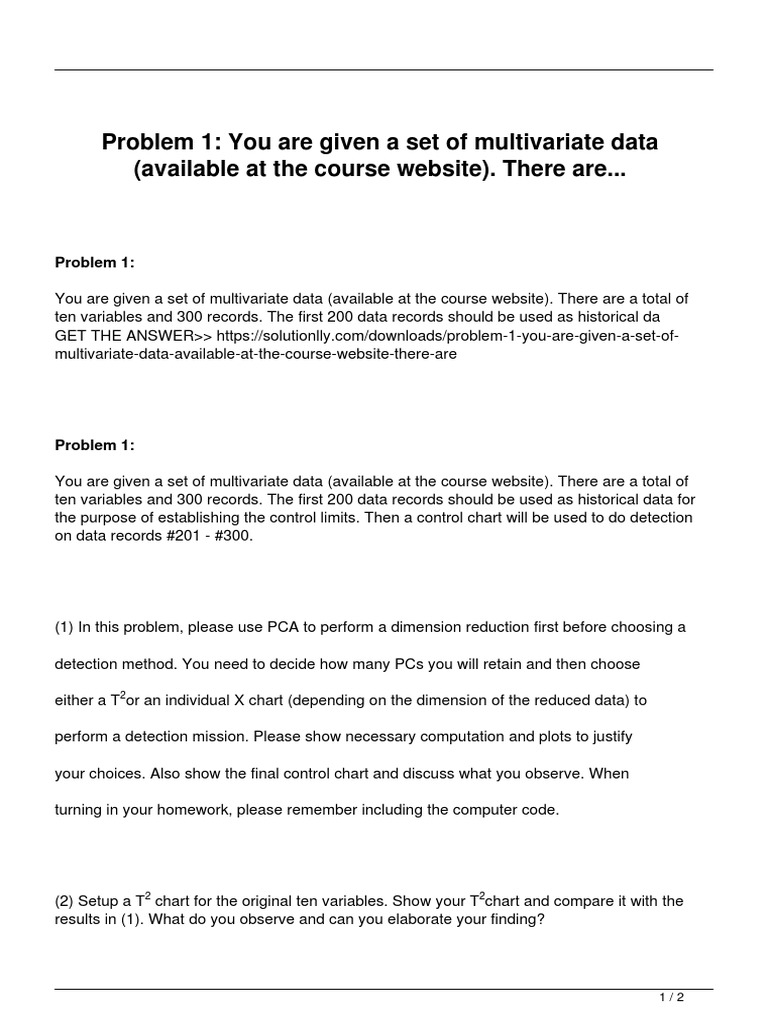 Multivariate Data Analysis Tasks | PDF | Teaching Methods & Materials