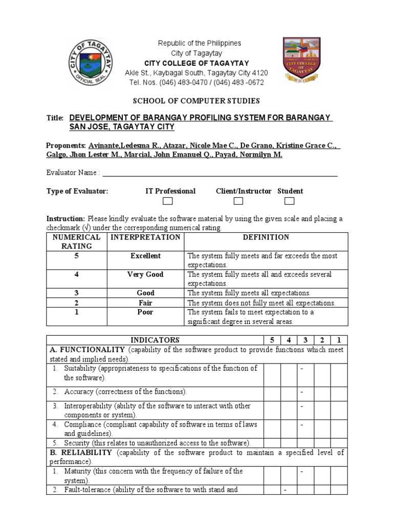 Barangay Profiling System Evaluation | PDF | System | Usability