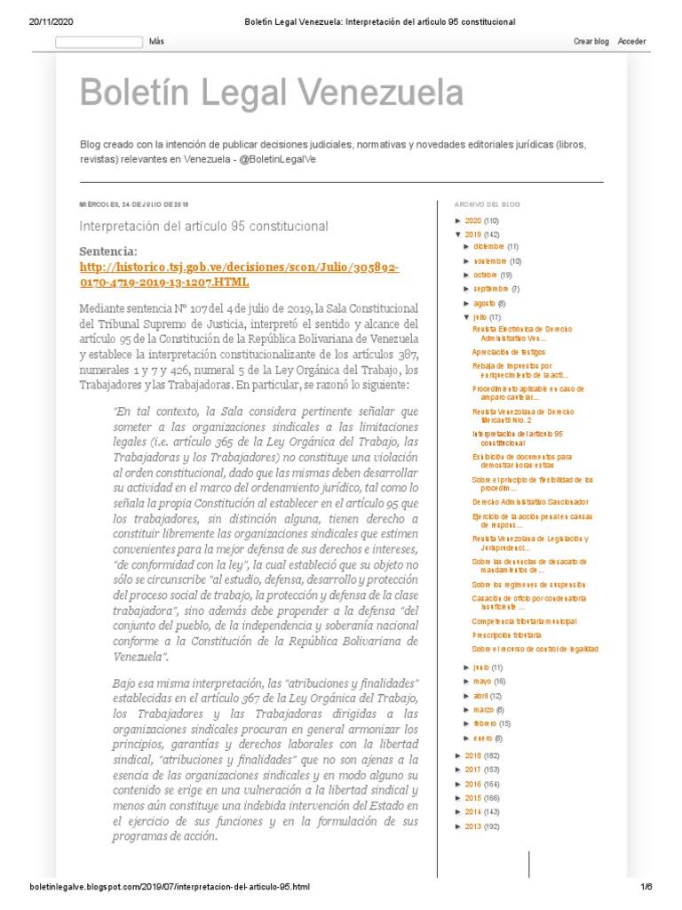 Interpretación del Artículo 95 en Venezuela | PDF | Sindicato | Democracia