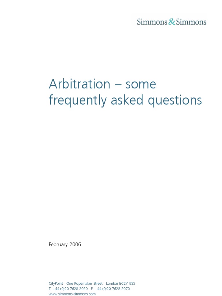 Arbitration FAQs: Key Insights and Guidelines | PDF | Arbitral Tribunal ...