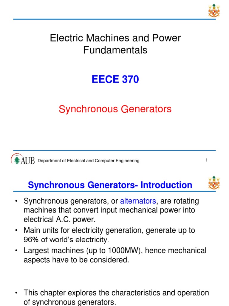Chapter 4 - Synchronous Generators | PDF | Electric Generator ...