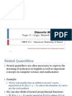 Discrete Structures: Topic 5 - Logic: Nested Quantifiers