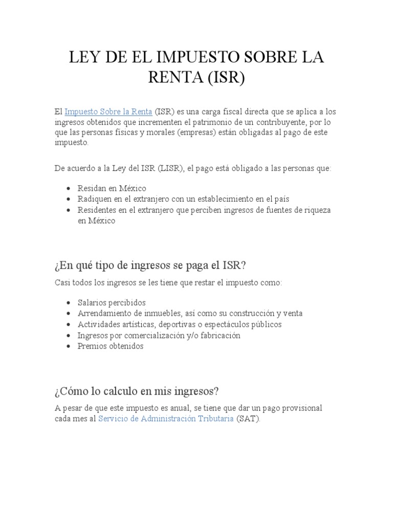 Calculo Del ISR | PDF | Impuesto sobre la renta | Impuestos
