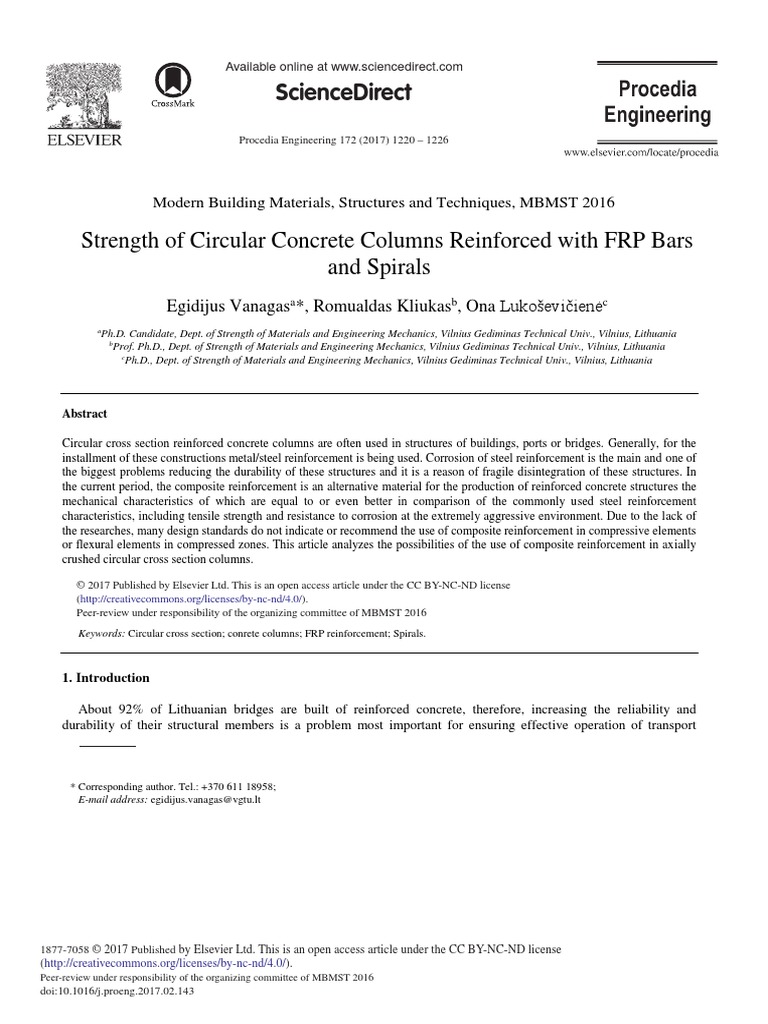 Strength of Circular Concrete Columns Reinforced With FRP Bars and ...