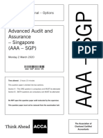 Advanced Audit and Assurance - Singapore (Aaa - SGP) : Strategic Professional - Options