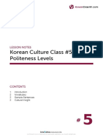 Korean Culture Class #5 Politeness Levels: Lesson Notes