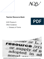 Teacher Resource Bank: GCE Physics A Other Guidance: Glossary of Terms