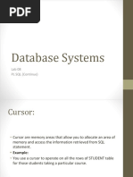 Database Systems: Lab 08 PL SQL (Continue)