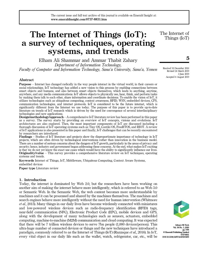 The Internet of Things (IoT) A Survey of Techniques, Operating | PDF ...
