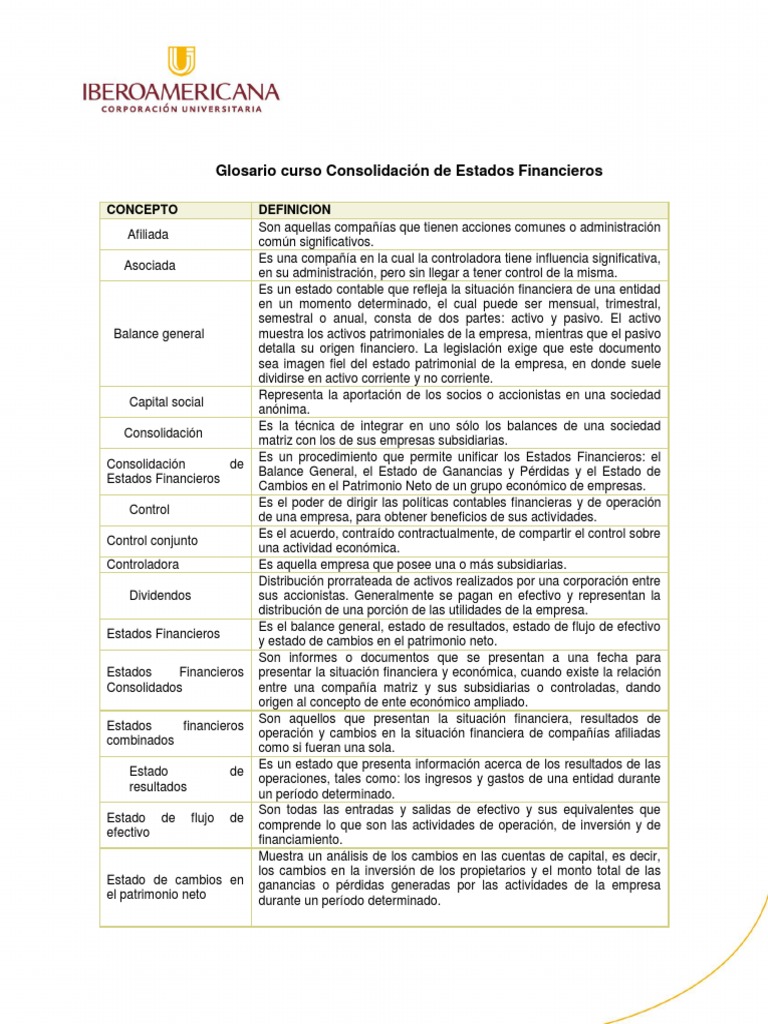 Glosario de Términos Financieros NIF | PDF | Hoja de balance | Valor neto
