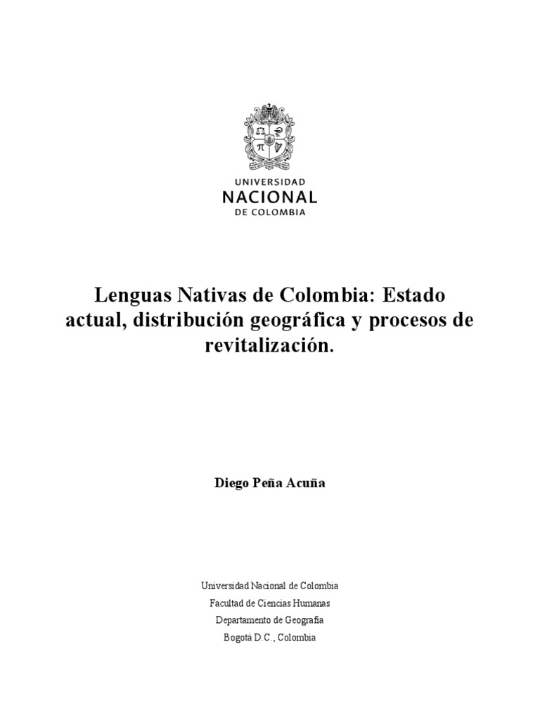 Estado de las Lenguas Nativas en Colombia | PDF | Sociolingüística ...