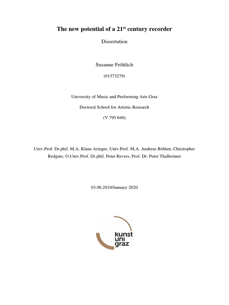 Susanne Froehlich Dissertation The New Potential Of A 21st Century Recorder Pdf Pdf