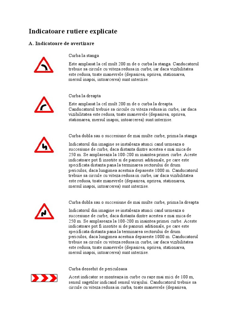Indicatoare Rutiere Explicate | PDF