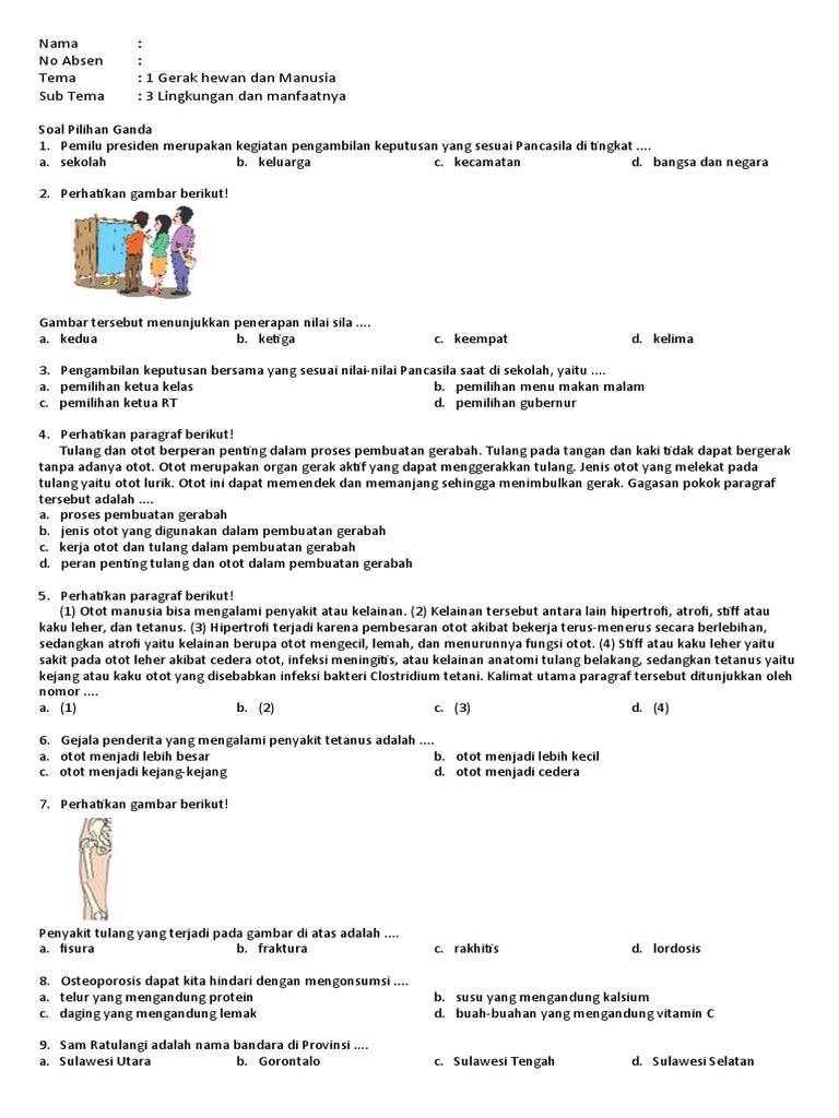 Soal Ulangan Tema 1 Sub 3 Pdf