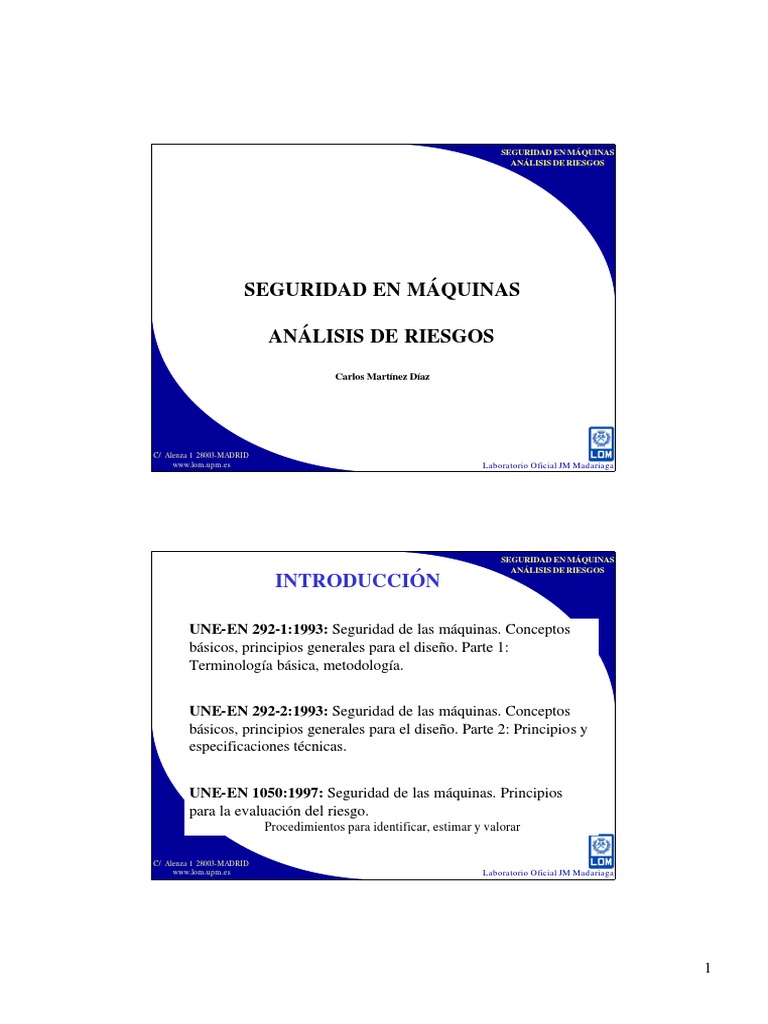 Seguridad En Maquinas Analisis De Riesgo Pdf Pdf Riesgo Laboratorios
