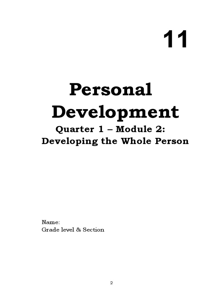 Personal development quarter 1 module 2 developing the whole person