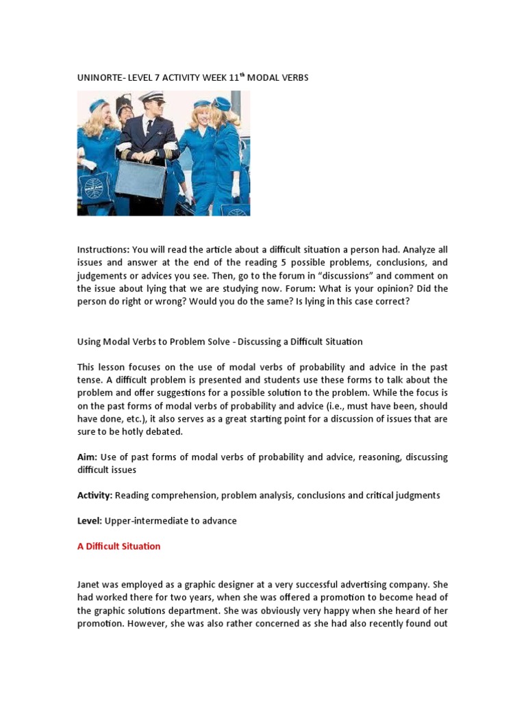 Difficult situation exercise pdf verb