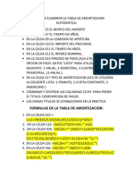 Pasos para Elaborar La Tabla de Amortizacion Automatica