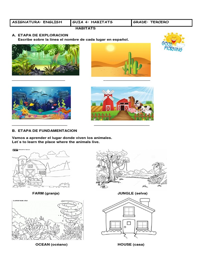 GUIA 4 INGLES HABITATS .Tercero PDF PDF