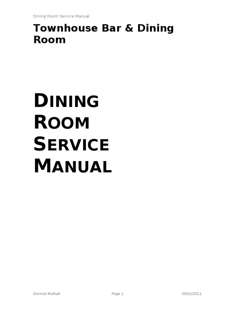 Casual Dining Room Service Manual PDF Tableware Food And Drink