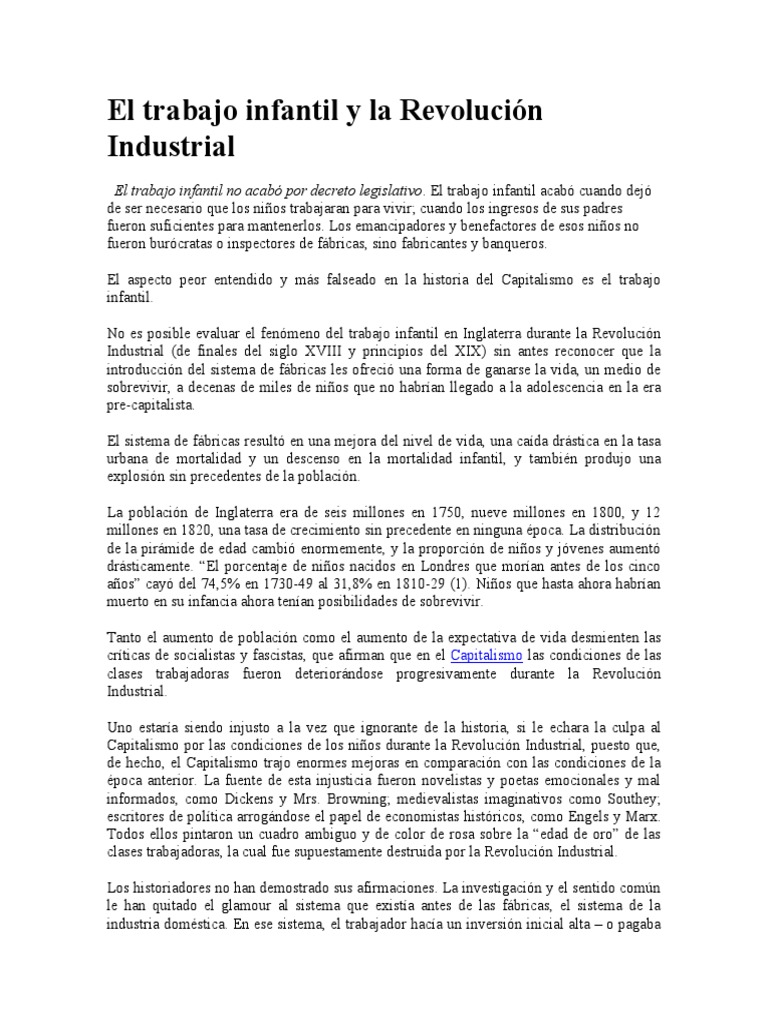 Impacto del Trabajo Infantil en la Revolución | PDF | Revolución ...
