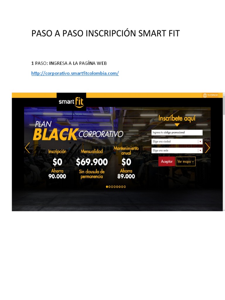 PASO A PASO INSCRIPCIÓN SMART FIT (1) (1) (1) (1) (1) | PDF