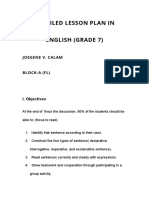 Detailed Lesson Plan in English (Grade 7) : Joegene V. Calam
